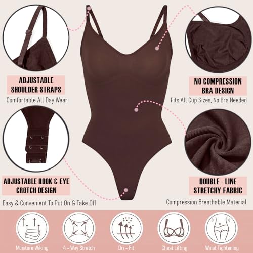 Women's Shapewear Bodysuit - Tummy Control Seamless Waist Sculpting Body Shaper - Thong Body Suit4