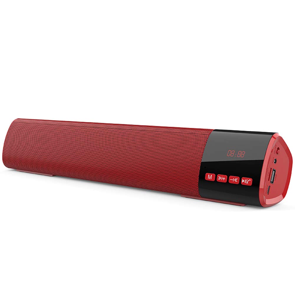 LXLTLB Mini Barra Sonido Altavoz Exterior Sonido Envolvente Estéreo 3D el Cuerpo Pequeño No Ocupa Espacio en el Escritorio Bluetooth 5.0, Conexión Automática, Distancia de Conexión de 10 Metros,Rojo