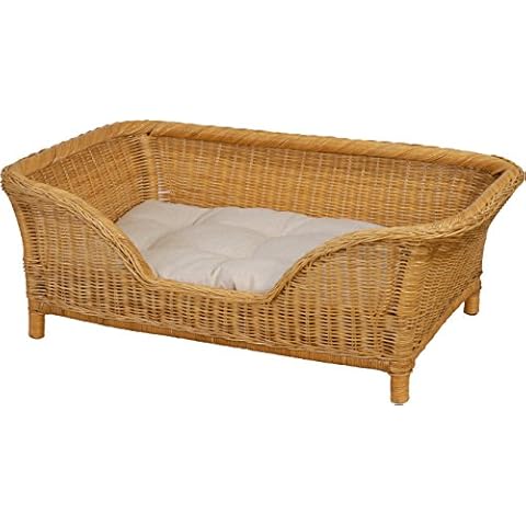 Handmade Rattan Dog Bed with Cushion Cover