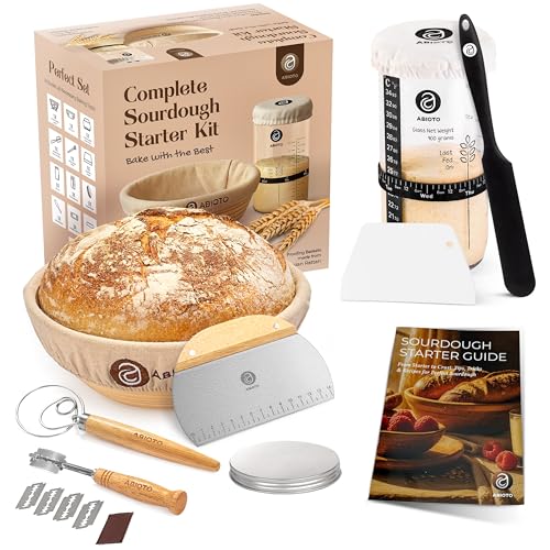 Image of ABIOTO Sourdough Bread Starter Kit with Jar and Baking Supplies, 19 Pieces