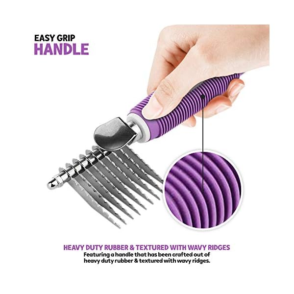 Poodle pet dematting fur rake comb brush tool - dog and cat comb with long 2. 5 inches steel safety blades for detangling matted or knotted undercoat hair - image 5