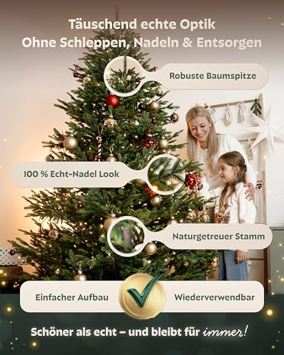 Håvn ® Künstlicher Weihnachtsbaum 180 cm Livgrön – Nordmanntanne aus 100% PE-Spritzguss, über 2.400 Spitzen… – Ansicht 2