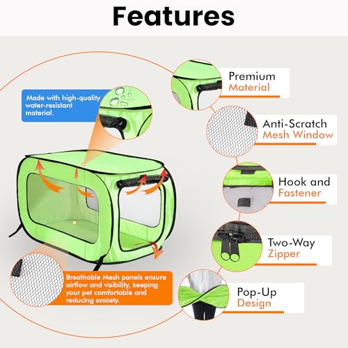 Beatrice Home Fashions Canil de viagem portátil dobrável, 82,5 cm C x 48,2 cm L x 45,7 cm A, verde