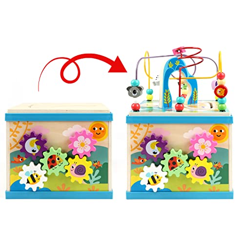 Image of Qilay Wooden Activity Cube for Toddlers, 5 in 1 Multipurpose Abacus Early Educational Montessori Toys, Learning Toys for Kids | Bead Maze, Great for Boys Girls