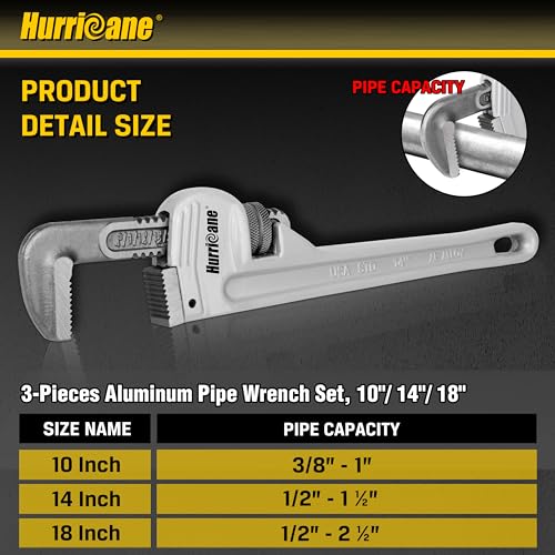 HURRICANE 3-Piece Aluminum Pipe Wrench Set
