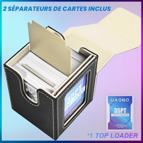 UAONO Boîte de Deck avec Présentoir Commandant MTG, 100+ Cartes Double Pochette, Compatible TCG/PTCG/Cartes Sportives, 2 Séparateurs + 1 Top Loader – vue 5