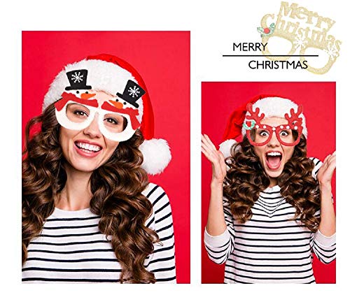 Laventy 8Pcs Christmas Hat Christmas Glasses Santa Claus Cap Christmas Photo Booth Props Christmas Party Supplies Christmas Party Favors #TOP2