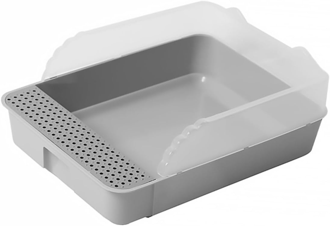 Kitten Litter Box Semi-Enclosed Cat Litter Pan Pee Guard Large Space for Comfortable Movement