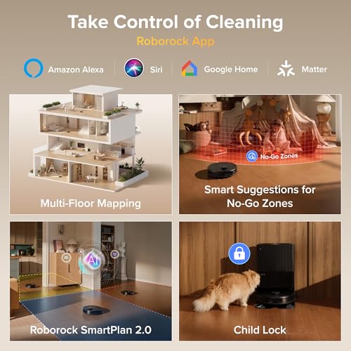 roborock Qrevo S Pro Robot Vacuum and Mop, 18,500Pa Suction, Multifunctional Dock with 167℉ Mop Self-Cleaning, Smart Obstacle Avoidance, Anti-Tangle Brush, Liftable Spinning Mop, Black - Image 7