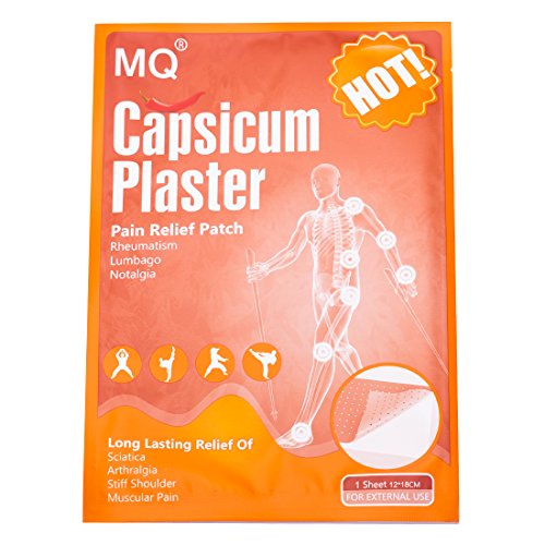 MQ Hot Capsicum Patch,Pain Relieving Patch Large,for Waist/Joint Pains,10 Patches,(12 * 18 cm/Sheet)