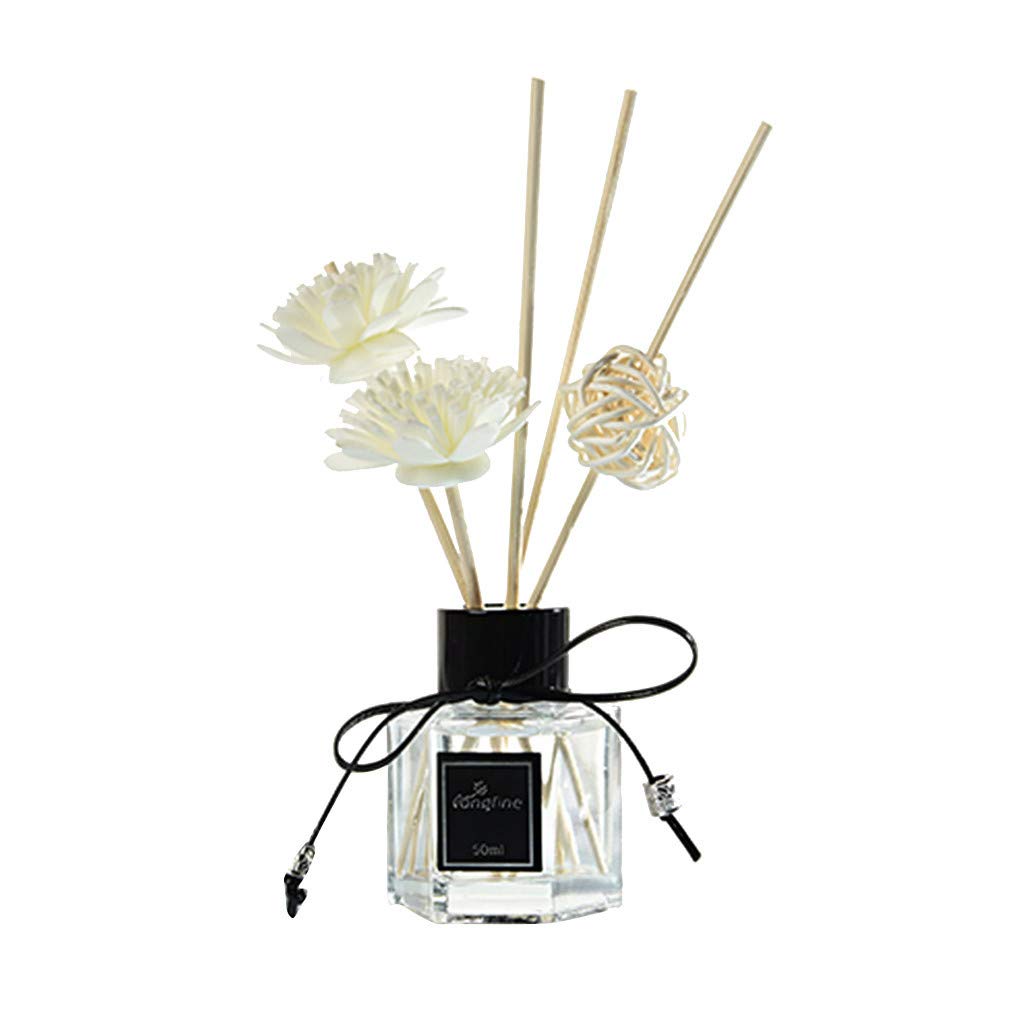 Green London Lilac & Lavender Fragrance Reed Oil Diffusers with Natural Sticks, Glass Bottle and Scented Oil 50ML Small hexagonal bottle- Long Lasting Home Indoor