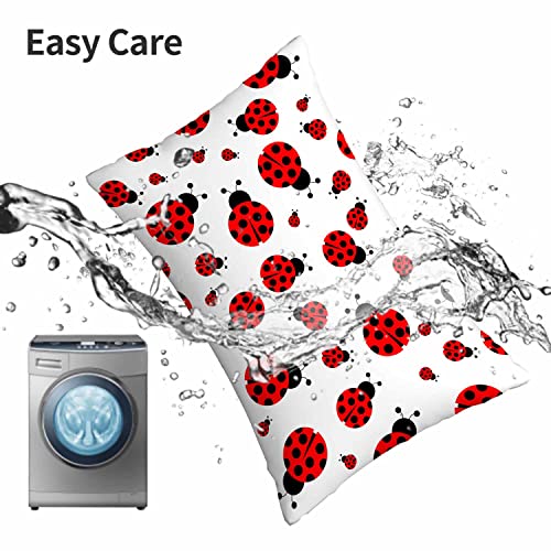 Mugod Home Decor Pillow Cases Red Ladybug Cartoon Seamless Pattern,Standard Throw Cushion Cover For Bed Couch Sofa Office Decor 20X30 Inches #TOP7