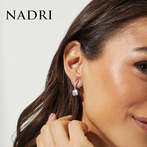 Nadri Leverback Earrings - Exquisite Clip Dangle Drop Earrings, Cushion Cut Cubic Zirconia, Hypoallergenic2