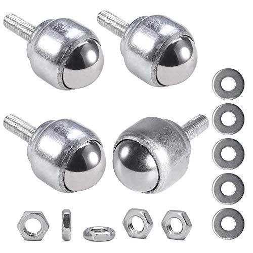ZLYY 4Pcs CY-25D M8 Bolt Type 1″ Carbon Steel Ball Transfer Bearing Unit, Table Conveyor Roller Ball with Bolt for Transmission, Furniture (with Hex Nut, Flat Washer)