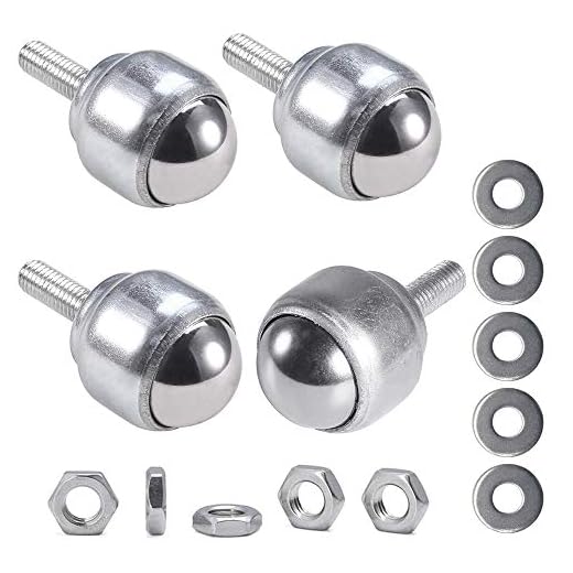 ZLYY 4Pcs CY-25D M8 Bolt Type 1" Carbon Steel Ball Transfer Bearing Unit, Table Conveyor Roller Ball with Bolt for Transmission, Furniture (with Hex Nut, Flat Washer)