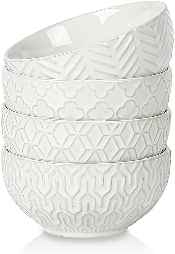 Sureasy - Juego de cuencos de cerámica para helado de 4 a 12 onzas, cuencos pequeños de postre blancos para cocina, perfectos para arroz, fruta y