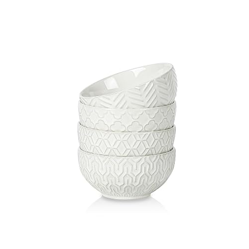 Sureasy Ceramic Ice Cream Bowls Set of 4-12 oz White