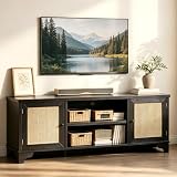GarveeHome Rattan TV Stand for Living Room, Boho Entertainment Center for 55, 65...