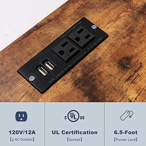 Farmhouse Coffee Bar Cabinet Rustic Sliding Barn Door Storage Cabinet With Power Outlet, Buffet Server Sideboard Cupboard Table For Dining Room Entryway Kitchen (Rustic Brown) #TOP3