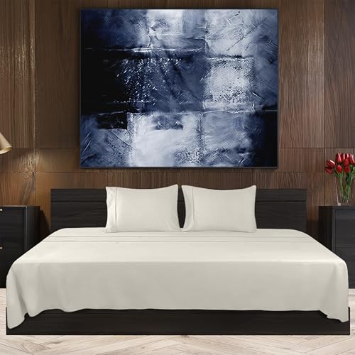 Image of Utopia Bedding 4-Piece Bed Sheet Set, 180 x 200 cm, Ivory | 1 fitted sheet 180 x 200 cm, 1 flat sheet 270 x 290 cm and 2 pillowcases 50 x 75 cm, Oeko-Tex certified, polyester microfibre