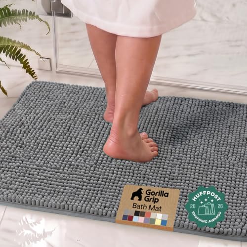 grey Chenille Bathroom Rug