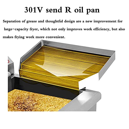 TreeSouth 30L Edelstahl Fritteuse Mit 3kwx2 Hohe Leistung, 201 Edelstahl, 60-200°c, Unabhängiges Ablassventil… – Bild 3