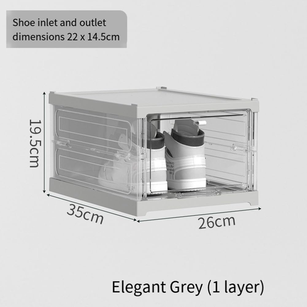 Caja de almacenamiento plegable transparente para zapatos, apilable, fácil instalación, pantalla visible para zapatos, solución de almacenamiento que ahorra espacio