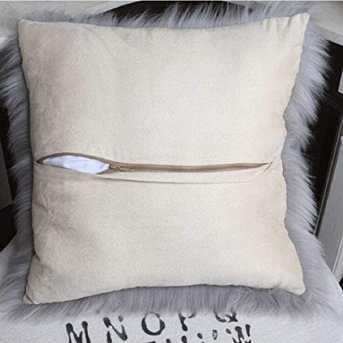 KAIHONG Luxury Faux Fur Throw Pillow Cover Fluffy Soft Decorative Square Pillow covers Plush Pillow Case Faux Fur Cushion Covers For Livingroom Sofa Bedroom etc. (Gray, 45X45CM)