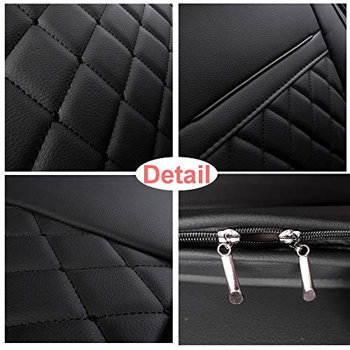 Inch Empire 2 Front Car Seat Cover Waterproof Synthetic Leather Car Seat Cushion Universal Fit For Bmw Buick Chevrolet Dodge Ford Honda Hyundai Infiniti Jeep-Easy Install (2 Front Black Grid Trim) #TOP6