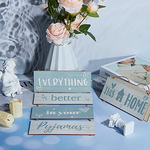 Jetec 2 Sets This Home Is Built on Love and Shenanigans Hanging Wood Sign Everything Is Better in Pajamas Hanging Door Decor Sign Wooden Wall Decoration for Hallway Living Room Bedroom Indoor Outdoor - Image 4