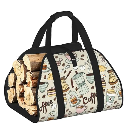 Porte-bûches robuste anti-déchirure en sac en toile pour bois de chauffage propre