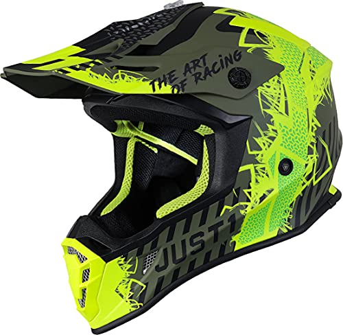 JUST1 J38 Mask Casco motocross (Yellow/Green,L (59/60))