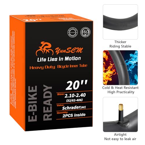 YUNSCM 2-PCS 20" Heavy Duty Bike Tire Tubes 20x2.10/2.40 Schrader Valve (52/62-406) 20 Bicycle Inner Tubes Compatible with 20x2.10 20x2.125 20x2.20 20x2.25 20x2.3 20x2.35 20x2.4 Tire Tubes by YunSCM - Image 6