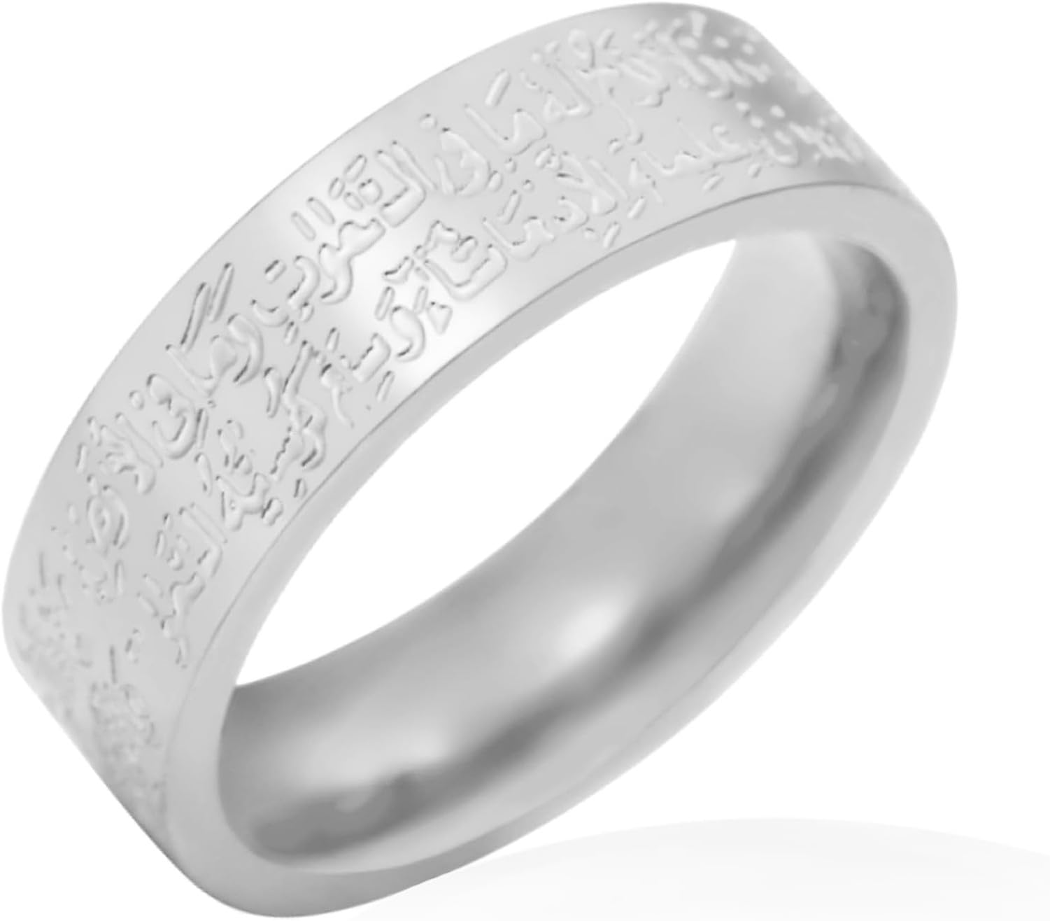 DAEFAG Islamic Ayatul Kursi Silver Adjustable Ring - Muslim Allah Band Arabic Calligraphy Unique Religious Islam Eid Mubarak Gift for Women Men