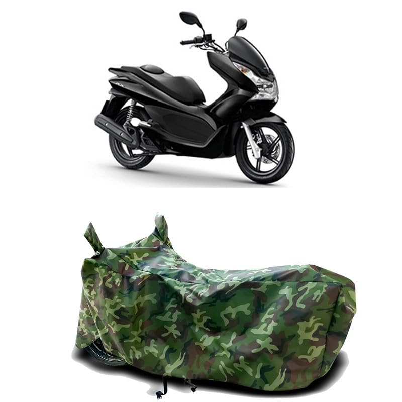 Image of DUFFEL-100% Heat Protection Two Wheeler Bike /Scooty Body Cover for Honda PCX 125 BS6 Water Resistance /UV-Rays /Birds Dropping /Scratchproof /Dust Proof /Waterproof[Green Jungle Print]
