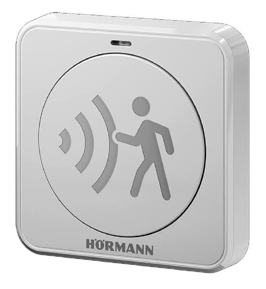Hörmann BiSecur FSR1 BS - Pulsador de radar inalámbrico (símbolo a elegir iluminado, sin luz, intermitente, rango de 10-50 cm, voltaje de funcionamiento 100-240 V CA, para accionamiento de puerta