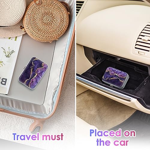 Image of Portable Dental Floss Case Easy to Store Various Size Picks Portable Dental Floss Dispenser Perfect for Travel, Hotel, Dinner, Dating, Purple Marble