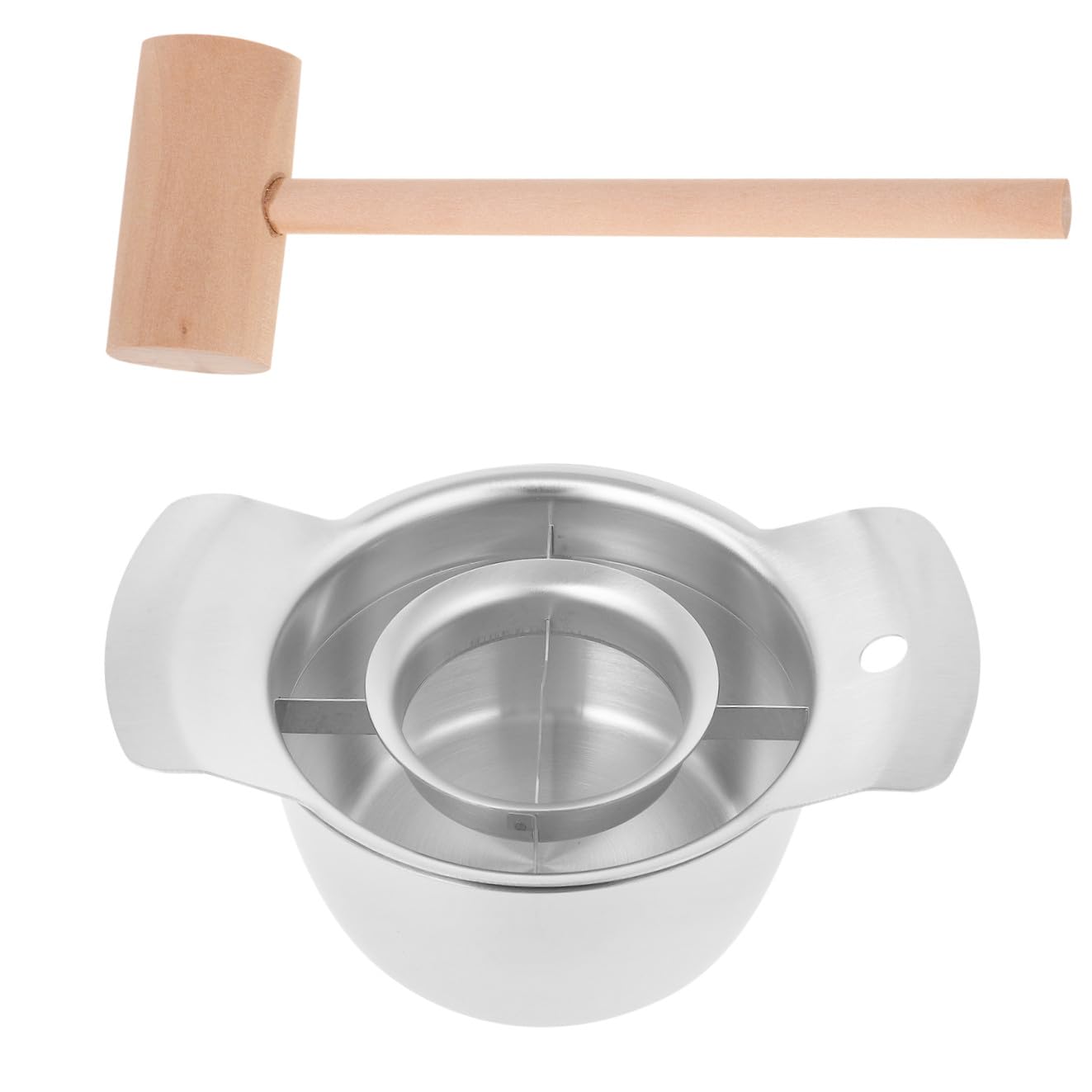 Peladora Granadas Acero Inoxidable con Cuenco y Martillo de Madera Utensilios Cocina para Desgranadora Granada Herramienta para Pelar Frutas Fácil Limpiar