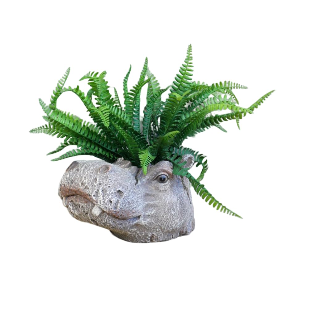 Gifts Direct 2 U Decorative Plant Pot Resin Hippopotamus Head Planter Animal Design Home Decoration