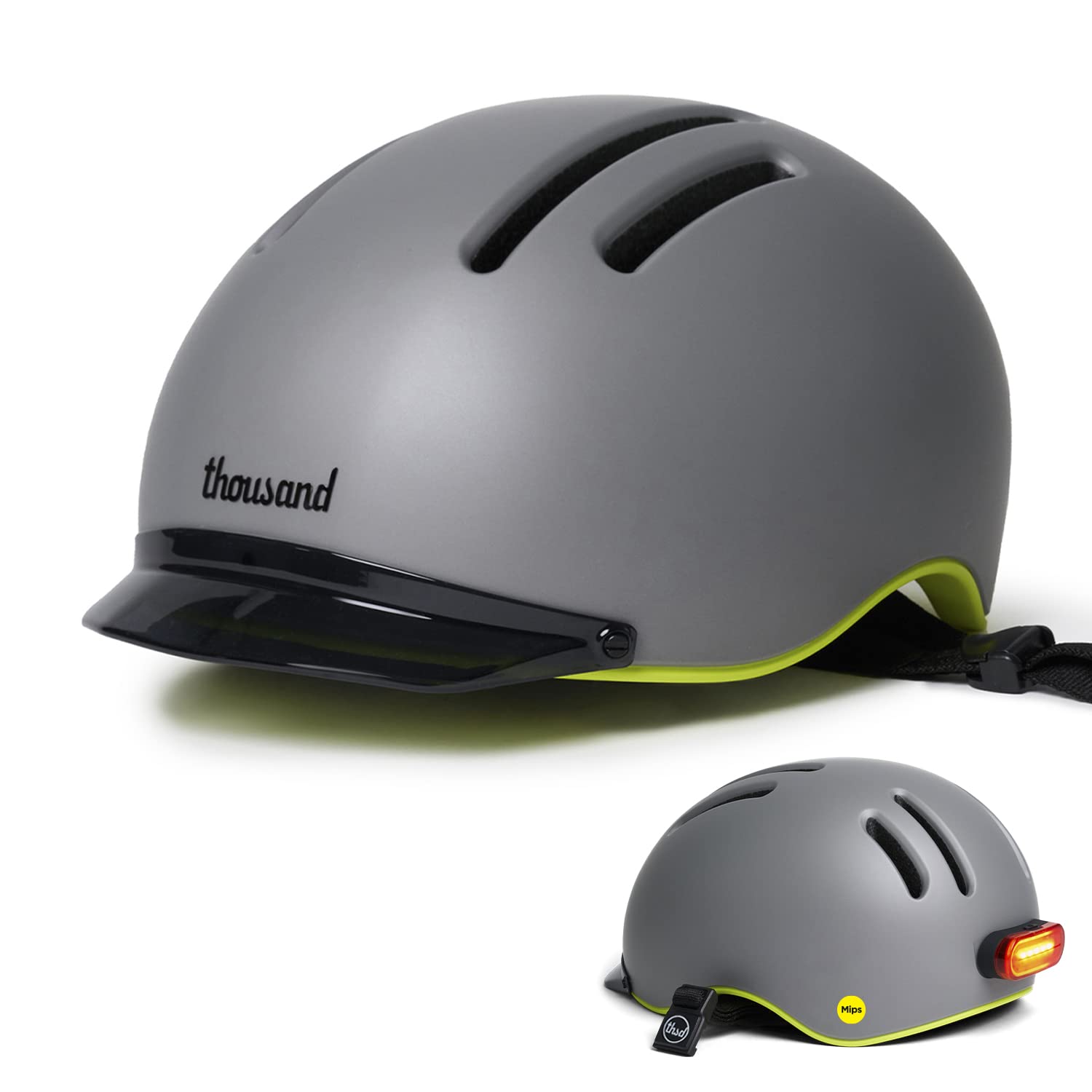 Thousand Chapter MIPS Adult Bike Helmet LED Tail Light, Cycling Bicycle Safety Certified, Lightweight Low Profile, Men Women, Lockable PopLock