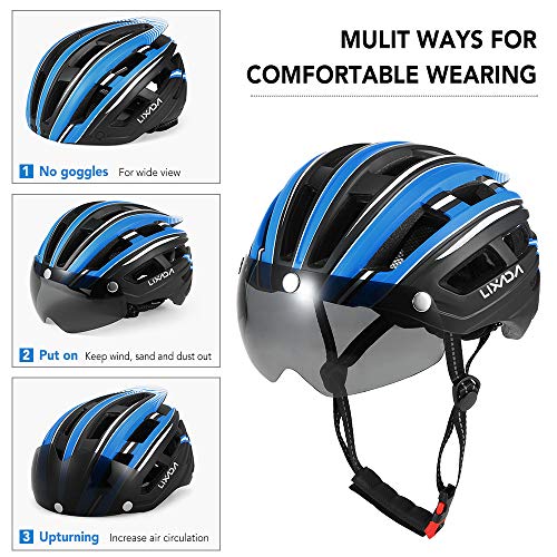 Lixada Adult Bike Helmet Mountain Bike Helmet With Detachable Magnetic Goggles Removable Sun Visor Adjustable Mountain & Road Bicycle Helmets For Men Women Cycling Helmets #TOP5