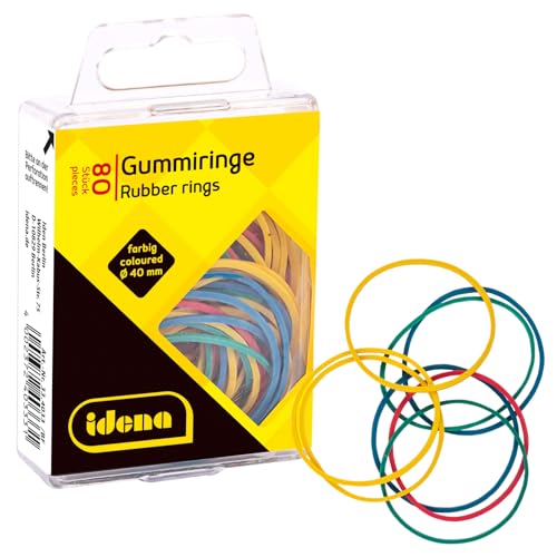 Idena 334033 - Anelli di gomma, 80 pezzi, diametro 40 mm, colori assortiti