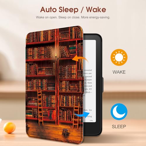 Image of Fintie Case for 7 inch All-New Kindle Paperwhite (12th Generation, 2024) and Kindle Colorsoft Signature Edition - Slim Lightweight Shell PU Leather Protective Cover with Auto Sleep /Wake, Library