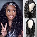 UNice Headband Human Hair Wig Water Wave Glueless None Lace Front Headband Wig Brazilian Virgin Hair Wigs for Black Women 150% Density (20 inch)