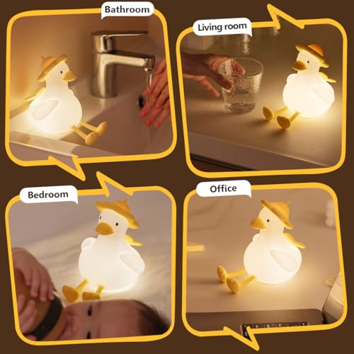 Lámpara de noche de silicona con forma de pato blanco miniatura 7