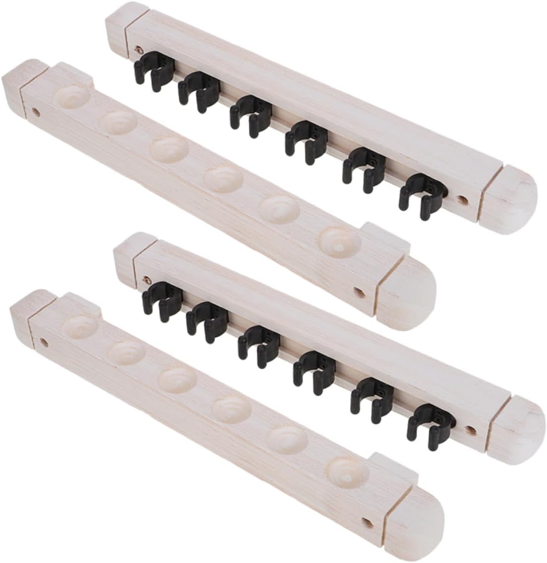 Wall Mounted Pool Cue Holder 6-hole Solid Wood Billiard Cue Rack 2-pair White for Pool Table Accessories
