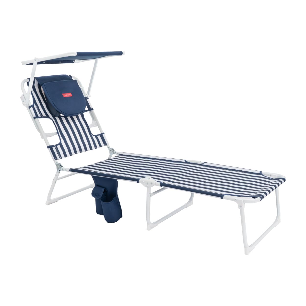 Flamingueo Krzesło plażowe, składany leżak, 5 pozycji, regulowany parasol UPF 50+, otwór na głowę i ramię, ergonomiczna poduszka - aluminium i poliester, niebieski