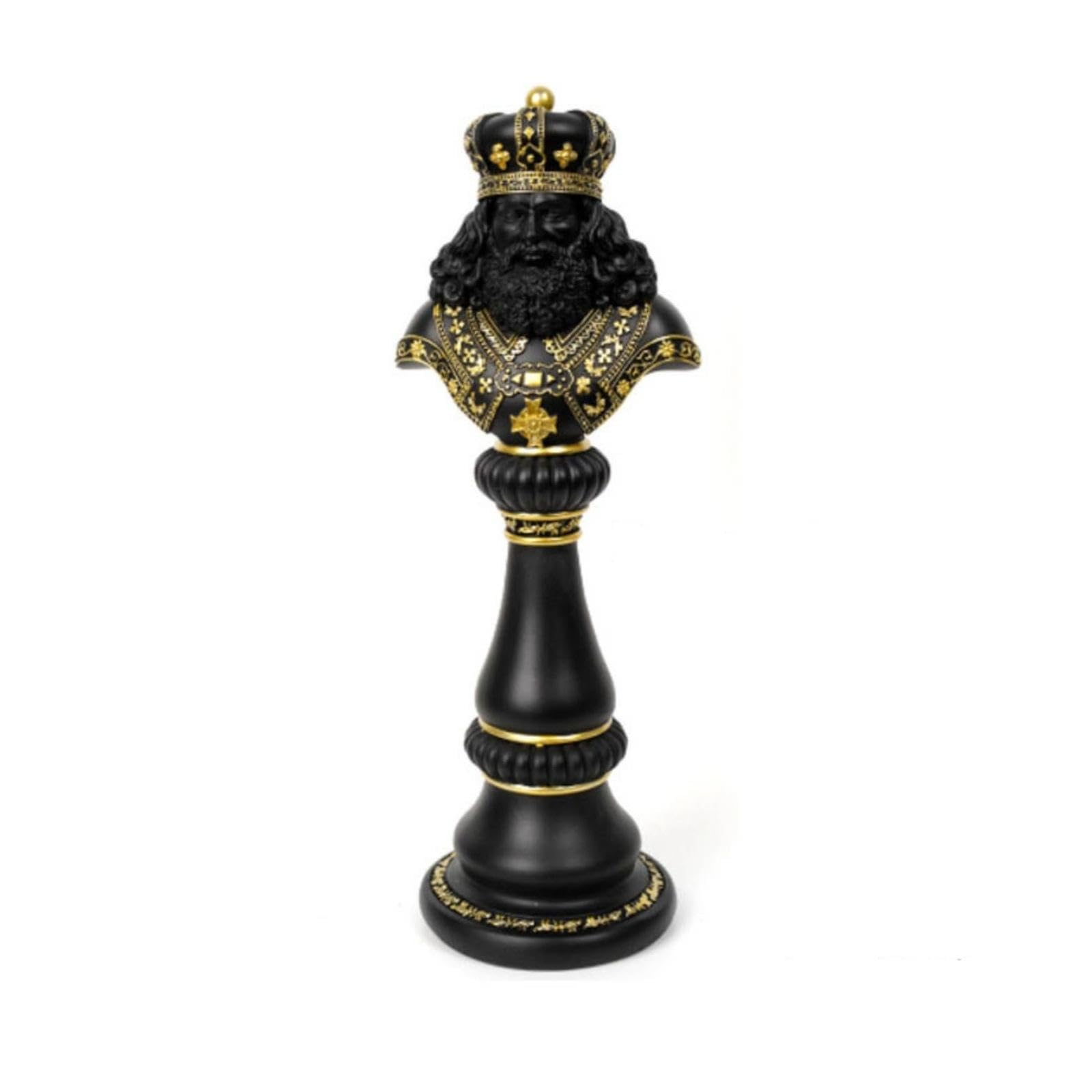 Chess King Figurine Ornate King Statue with Pedestal Gold-Toned Chess Piece Statue for Collectors, Display Cabinet, Bookshelf, Office Desk Black King-image-10