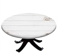 Vista 26 de Mantel redondo azul oscuro, tablones de madera con textura de tablones de imagen, pared de suelo, vida rústica de campo, borde elástico