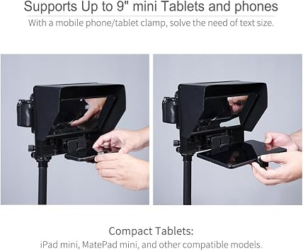 FEELWORLD TP10 10 Portable Foldable Teleprompter for Up to 9 Phone Tablet | Prompter iPhone DSLR Camera Video Record for Live Stream Interview Speech with Remote Control